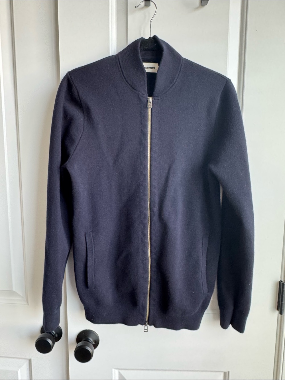 Taylor Stitch Navy Merino Wool Zip Bomber Jacket 38 / S